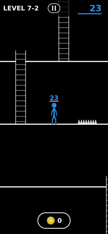A spike strip on a floor of a maze building in world 7